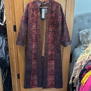 Soft Surroundings Burgundy and Brown Trench Coat